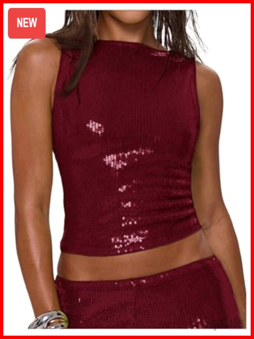 Sparkly Sequin Tank Top Slim Fit Sleeveless Rave Party Night Out Top